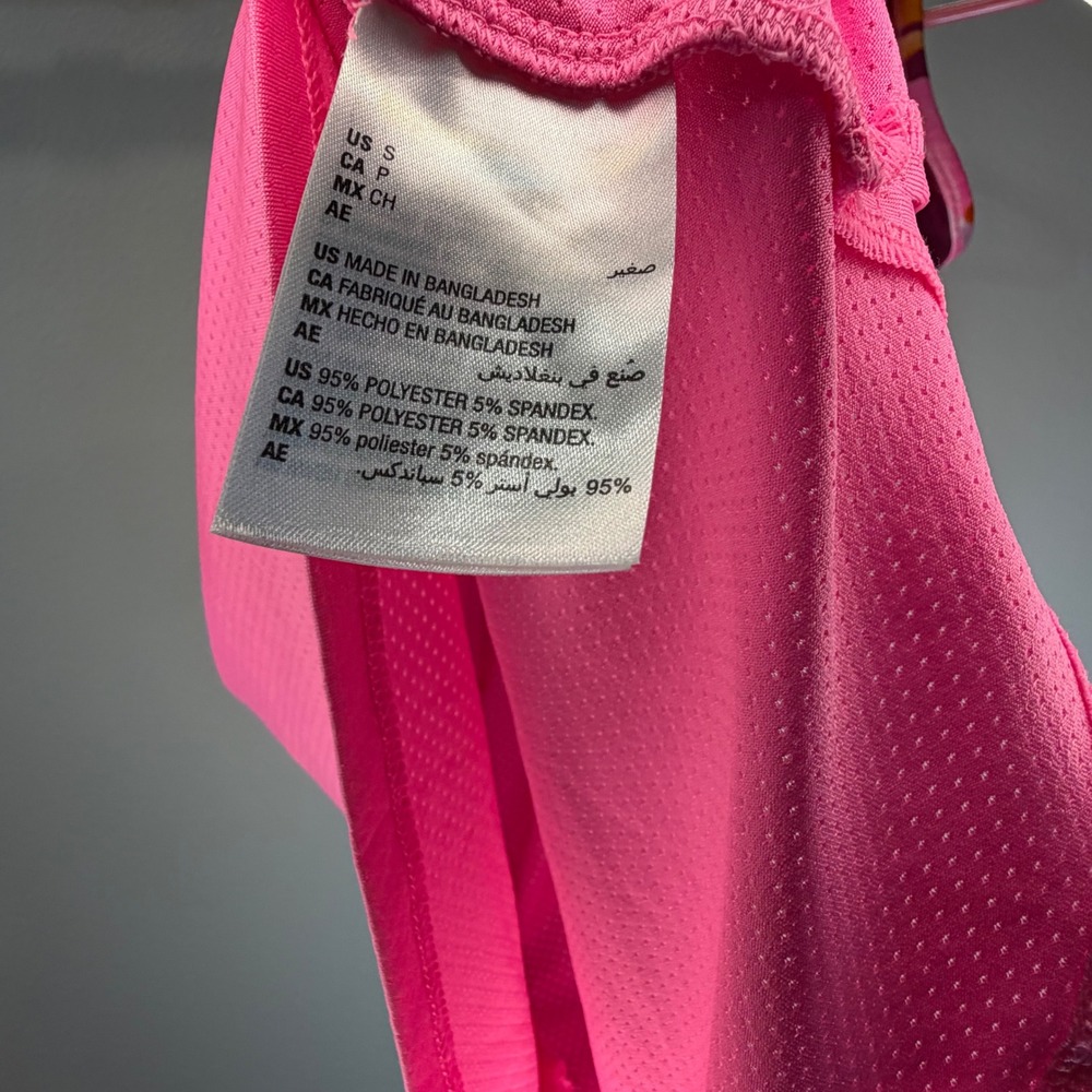 Girls Pink Mesh Layered Athletic Tank Top Built In‎ Bra Racerback Size S Small - Picture 3 of 3